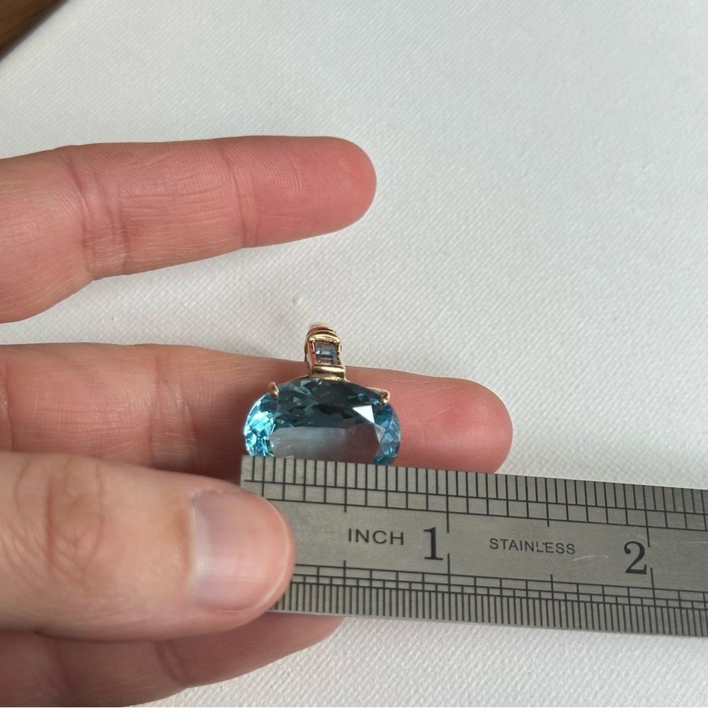 14K Gold Sky Blue Topaz Cocktail Ring Statement Jewelry - Picture 5 of 8
